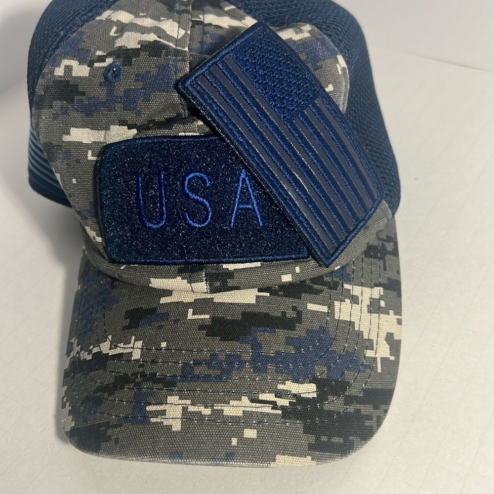 🧢Mens Blue Digital Camo Mesh Cap removable patch! One Size